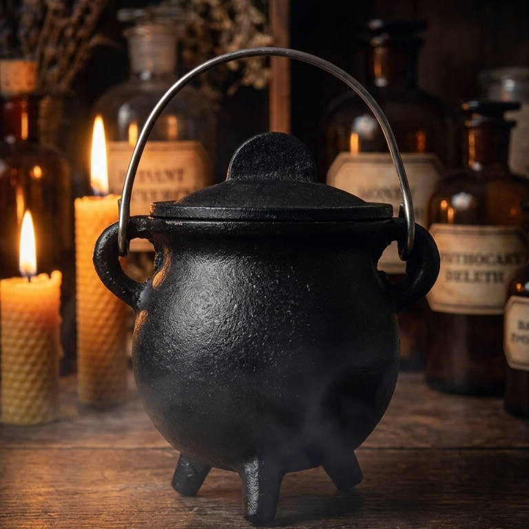 Plain cast iron cauldron w/ lid 3"
